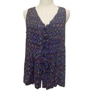 Anthropologie Maeve Women's Medium Tank Top, Multi-color Print Button Down